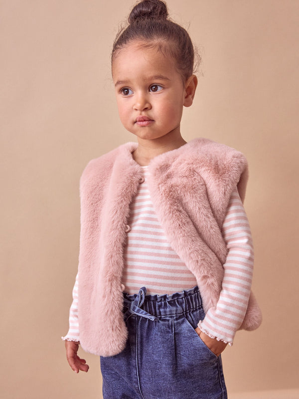 Pink Faux Fur Gilet (3mths-7yrs)