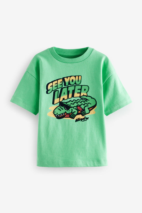 Green Alligator 100% Cotton Short Sleeve Character T-Shirt (3mths-7yrs)