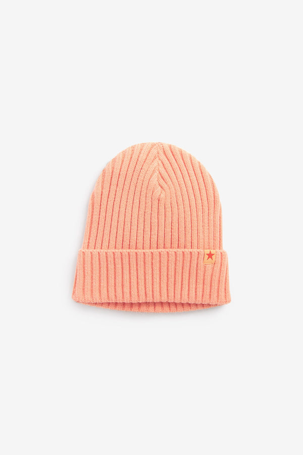 Peach Pink Rib Beanie Hat (1-16yrs)