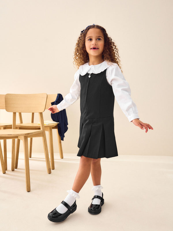 Black Regular Fit Zip Front School Pinafore (3-14yrs)