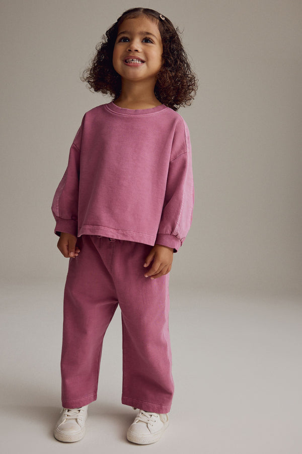 Purple Long Sleeve Top And Wide Leg Trousers Set (3mths-7yrs)