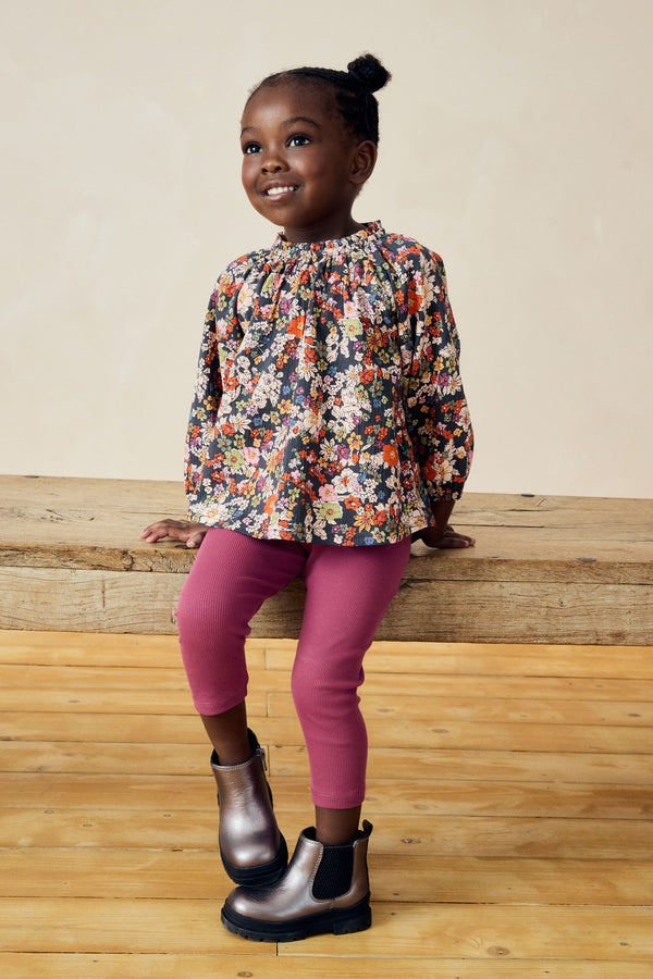 Navy Floral Blouse And Leggings Set (3mths-7yrs)