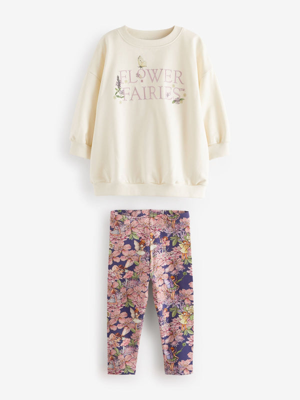 Grey Flower Fairies 100% Cotton Long Sleeve Top and Leggings Set(immediate)