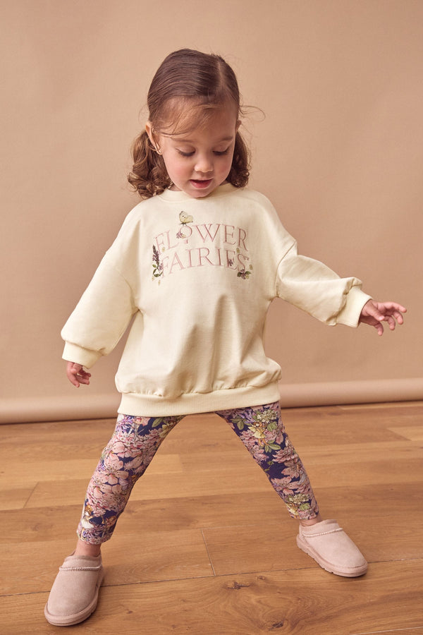 Grey Flower Fairies 100% Cotton Long Sleeve Top and Leggings Set (3mths-7yrs)