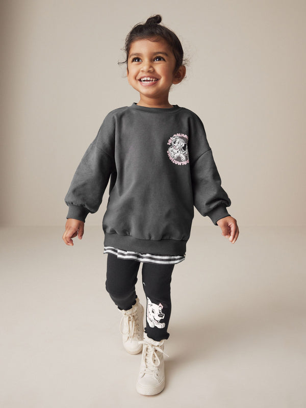 Charcoal Grey Disney 101 Dalmations Long Sleeve 100% Cotton Top And Leggings Set (3mths-7yrs)