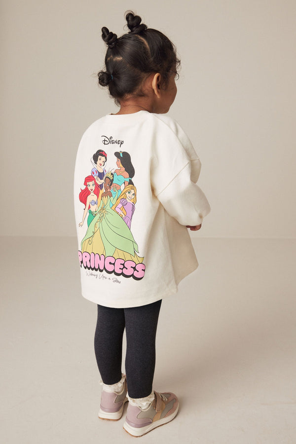 Ecru White Disney Princess Long Sleeve 100% Cotton T-Shirt and Leggings Set (3mths-7yrs)