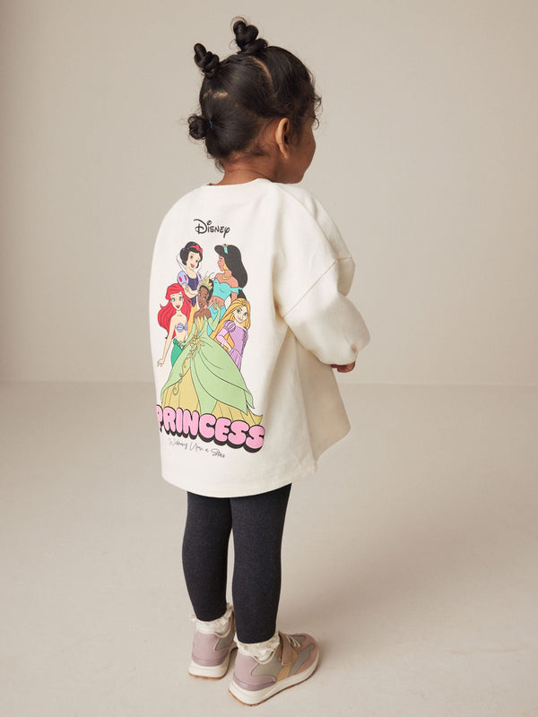 Ecru White Disney Princess Long Sleeve 100% Cotton T-Shirt and Leggings Set (3mths-7yrs)