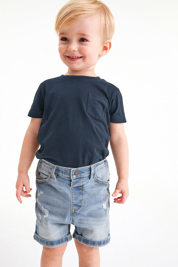 Navy Blue 100% Cotton Short Sleeve Plain T-Shirt (3mths-7yrs)