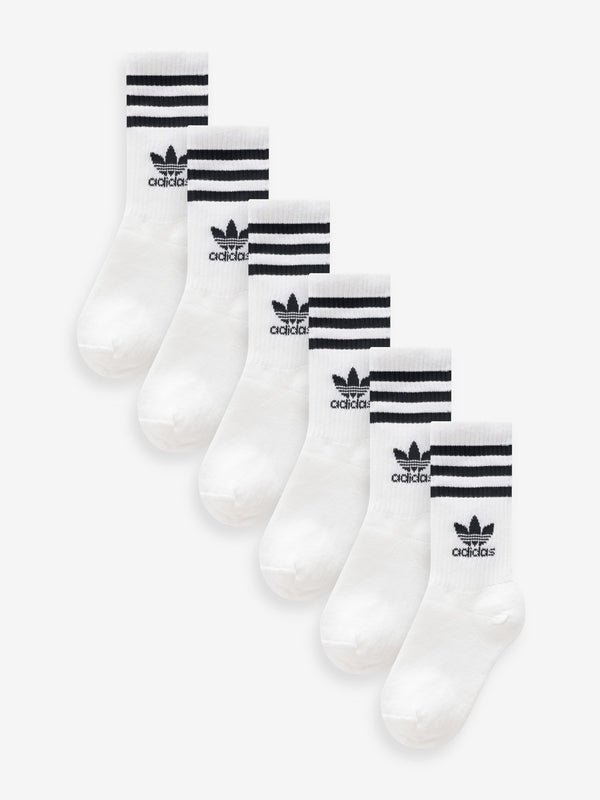 adidas White Crew Socks 6 Pack