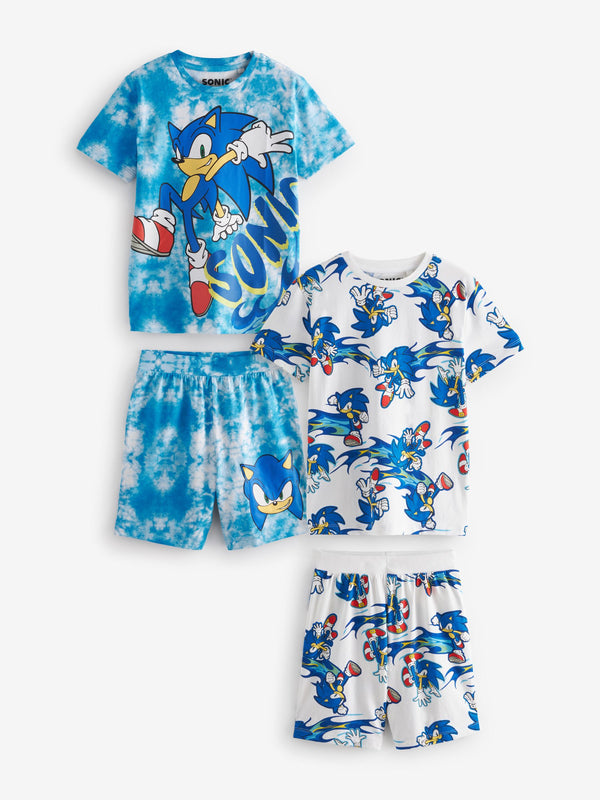 Blue Sonic 2 Pack Short Pyjamas (3-14yrs)