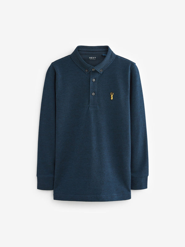 Navy Blue Long Sleeve Polo Shirt (3-16yrs)