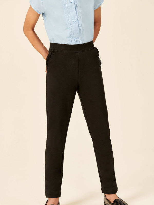 Black Pull-On Cotton Rich Stretch School Trousers (3-16yrs)
