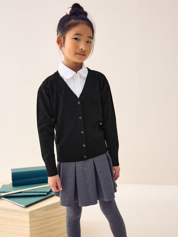 Black Cotton Rich School V-Neck Cardigan (3-16yrs)