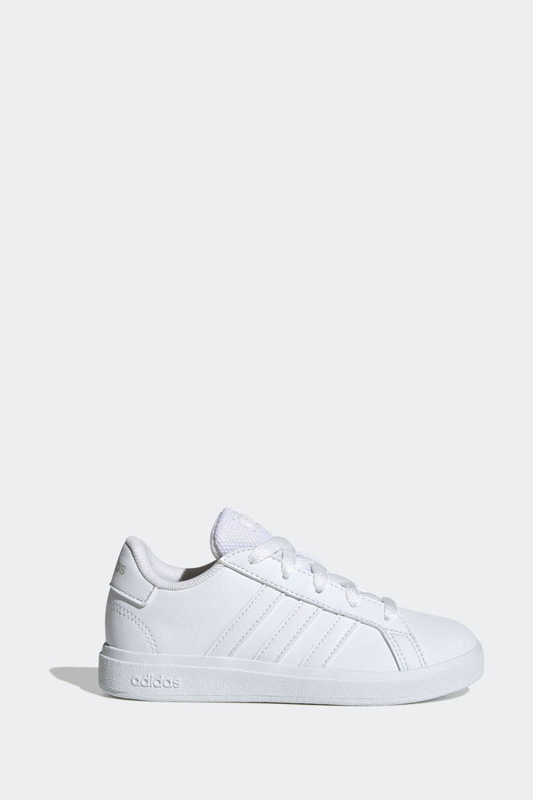 White adidas Kids Sportswear Grand Court Lifestyle Tennis Lace-Up Trainers