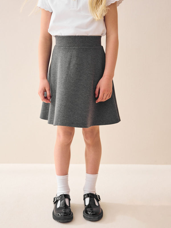 Grey 1 Regular Length Pull-On Jersey Stretch School Skater Skirt (3-17yrs)