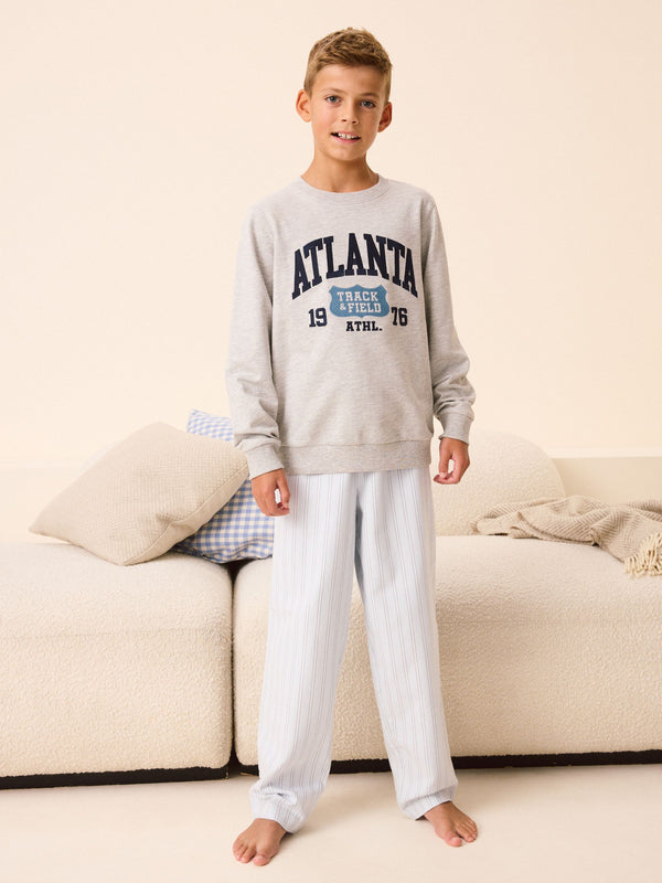 Blue Stripe Single Woven Pyjamas (3-16yrs)