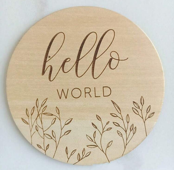 Hello world wooden card