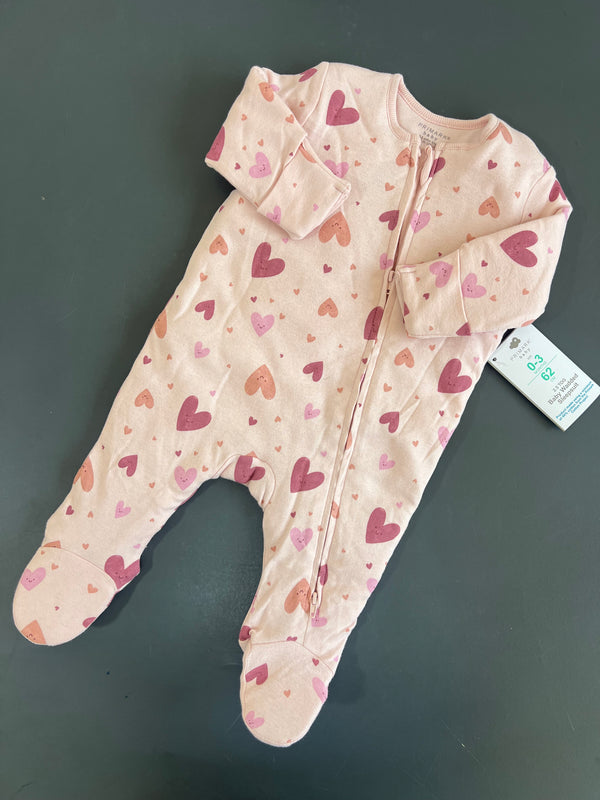 Primark heart quilted sleepsuit 2.5 tog
