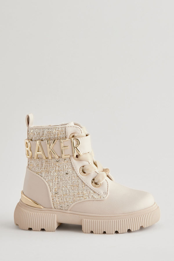 Baker by Ted Baker Bone Bouclé Lace-Up Boots