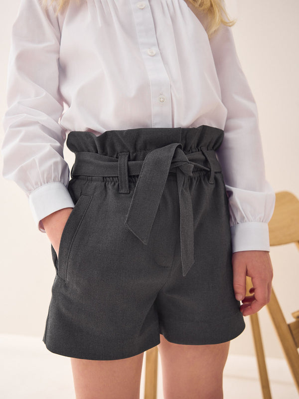 Grey School Paperbag Shorts (3-16yrs)