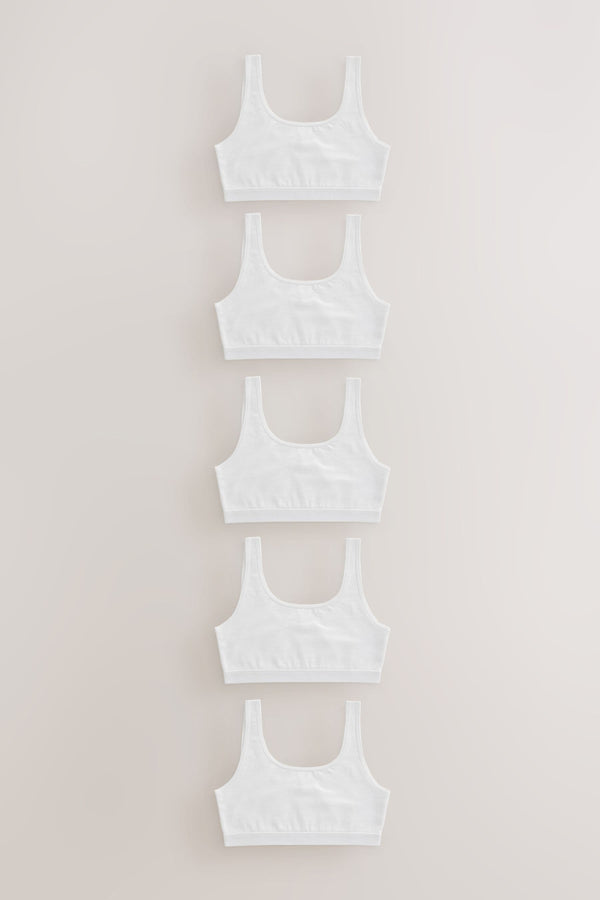 White Scoop Crop Tops 5 Pack (5-16yrs)