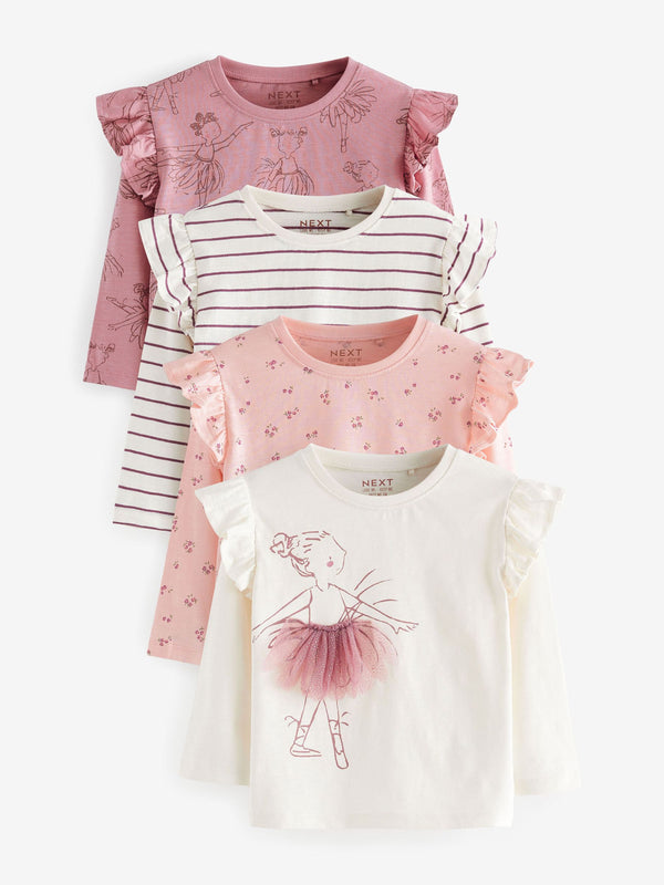 Purple Long Sleeve Frill Tops 4 Pack (3mths-7yrs)