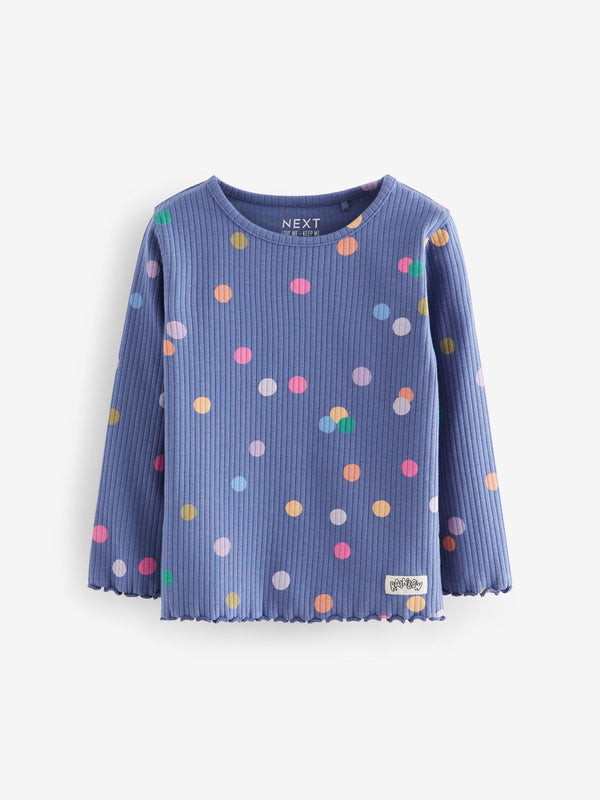 Rainbow Ribbed Long Sleeve Tops 5 Pack (3mths-7yrs)