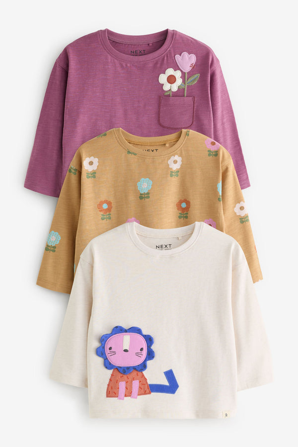 Purple Long Sleeve Top 3 Pack (3mths-7yrs)