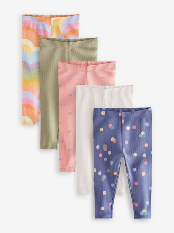 Rainbow Ribbed Leggings 5 Pack (3mths-7yrs)