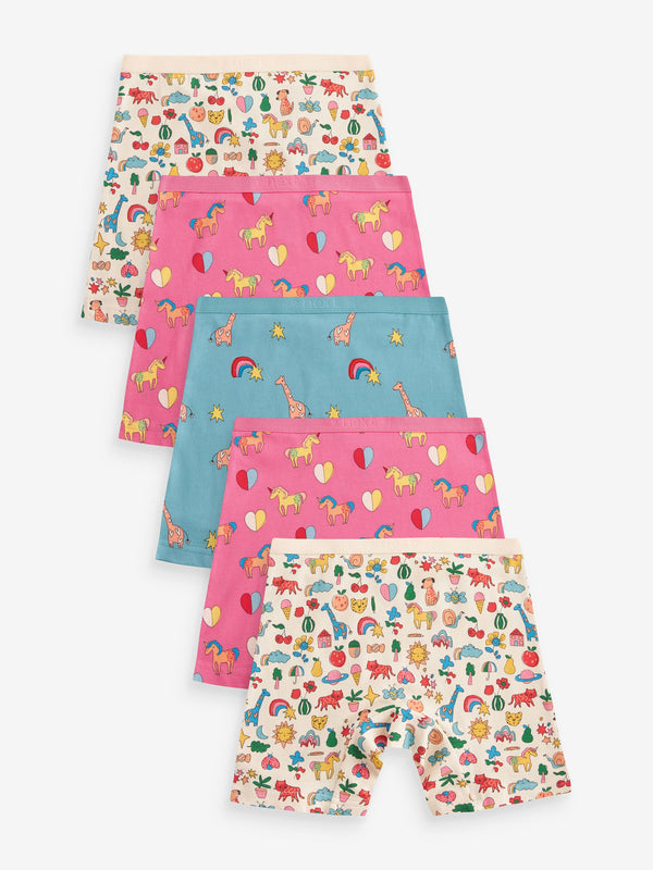 Pink/Blue Stampy Long Leg Short Briefs 5 Pack (2-16yrs)