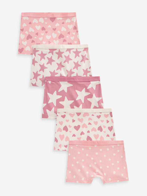 Pink Stampy Short Briefs 5 Pack (2-16yrs)