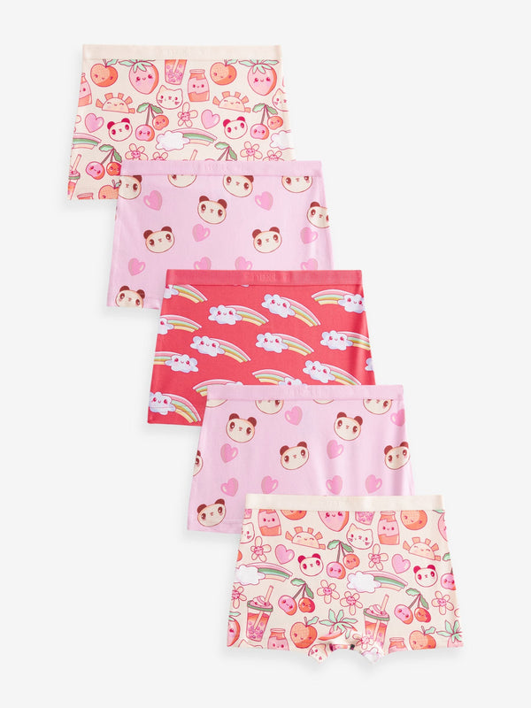 Pink Panda Short Briefs 5 Pack (2-16yrs)