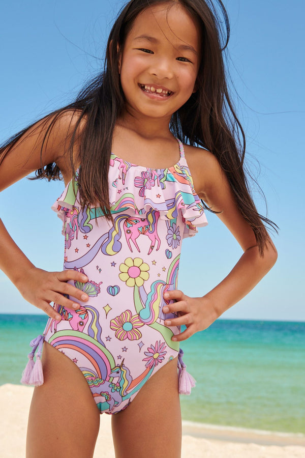 Pink Unicorn Frill Swimsuit.immediate