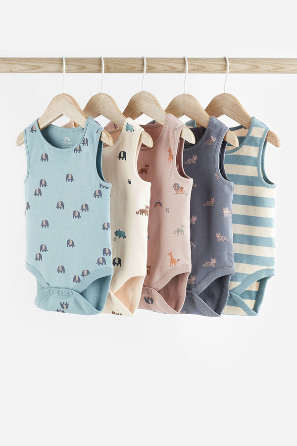 Teal Blue Baby Bodysuits 5 Pack(immediate)