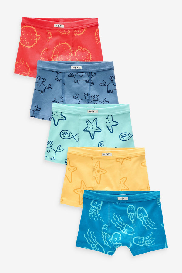 Seaside Print Soft Waistband Trunks 5 Pack (1.5-12yrs)