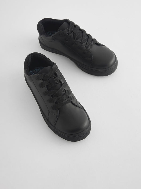Black Wide Fit (G) Lace Up School Shoes