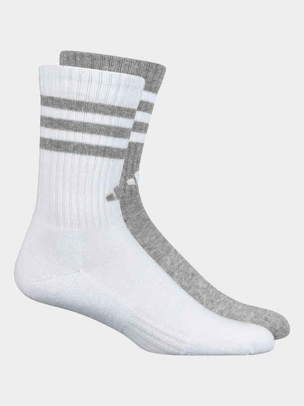 adidas Grey/White Crew Socks 2 Pack
