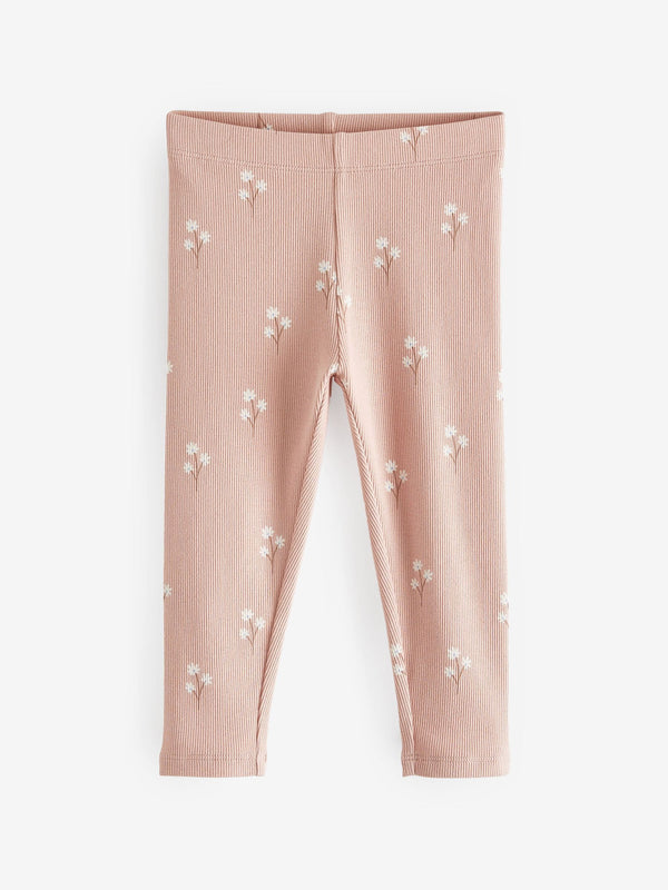 Pink Ditsy Floral Rib Jersey Leggings (3mths-7yrs)