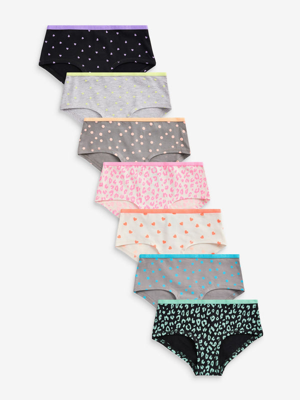 Grey/White/Black Bright Prints Briefs 7 Pack (2-16yrs)