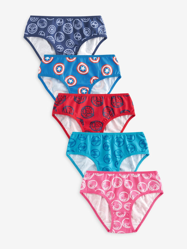 Red/Blue Marvel Briefs 5 Pack (2-12yrs)