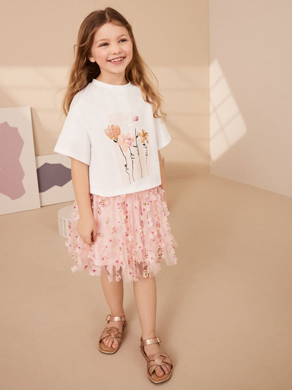 Pink T-Shirt and Skirt Set (3-16yrs)