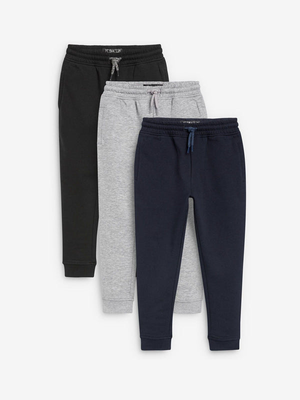 Black/Grey/Navy Blue Slim Fit Joggers 3 Pack (3-16yrs)