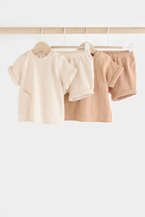 Ecru/Tan Baby T-Shirt & Shorts Set