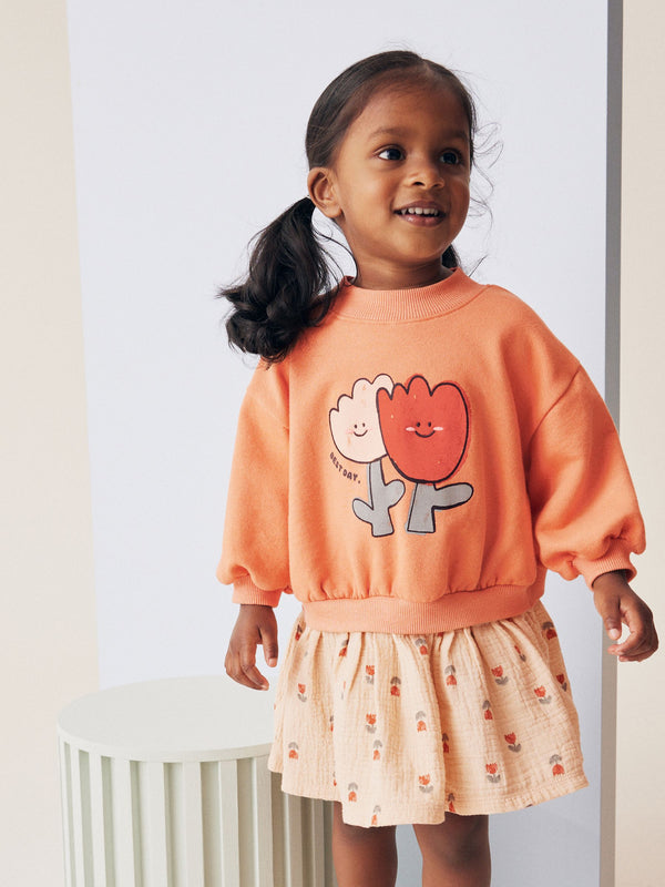 Peach Pink Long Sleeve Sweat Dress (3mths-7yrs)