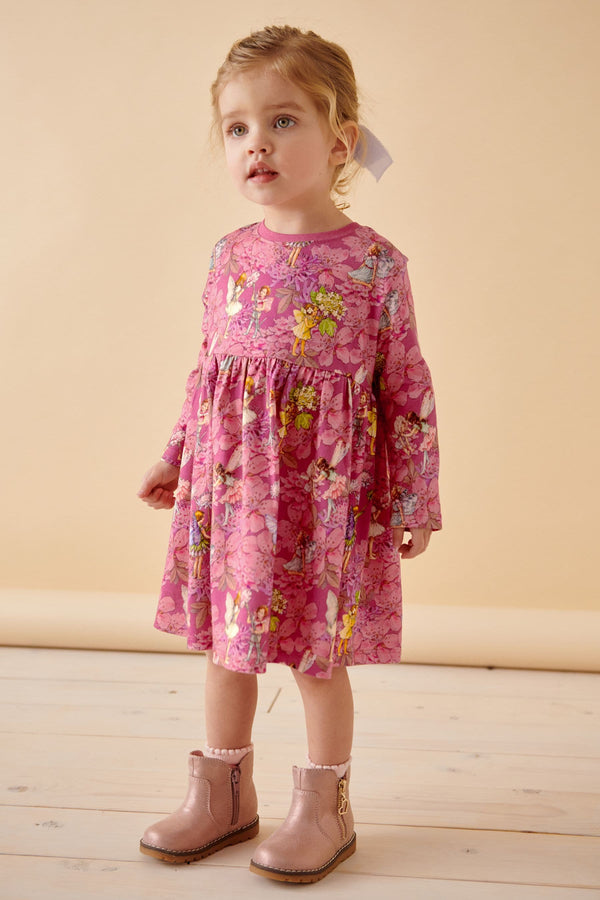 Purple License Flower Fairy Long Sleeve Jersey Dress (3mths-7yrs)