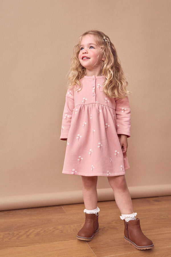 Pink Long Sleeves Sweat Dress (3mths-7yrs)