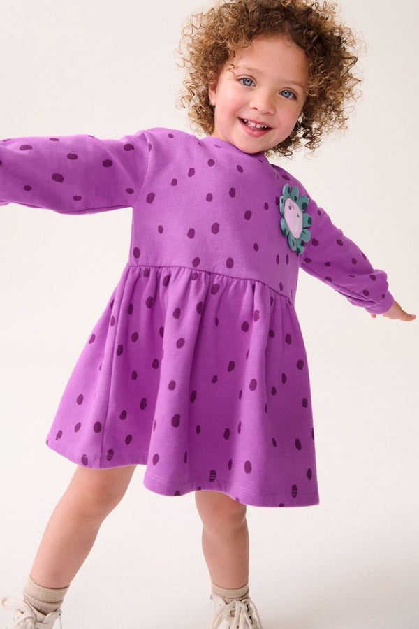 Purple Long Sleeve Jumper Dress (3mths-7yrs)