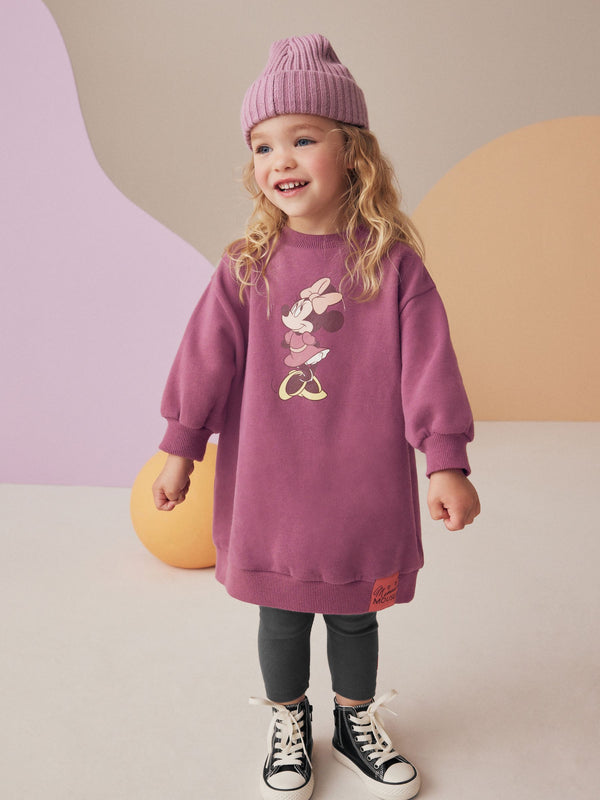 Burgundy Red Minnie Mouse Sweat Dress & Leggings (3mths-7yrs)