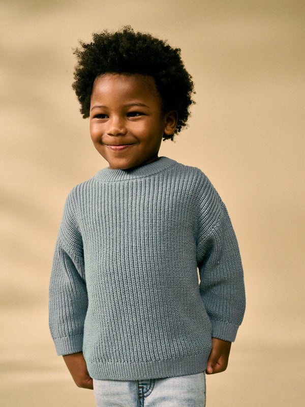 Blue Crew Neck Knitted Jumper (3mths-7yrs)