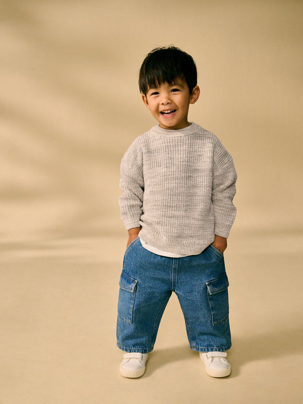Neutral Crew Neck Knitted Jumper (3mths-7yrs)